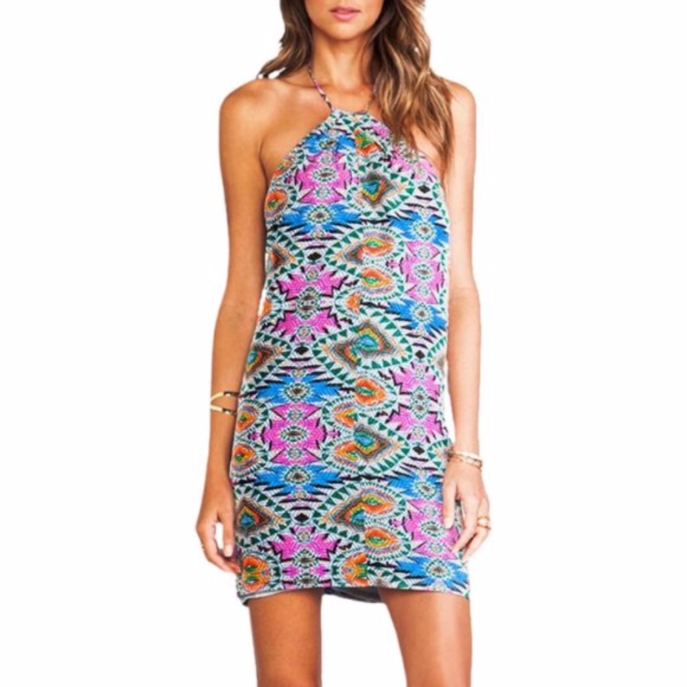 LOVERS + FRIENDS Hopeless Love Halter Mini Dress in Mosaic